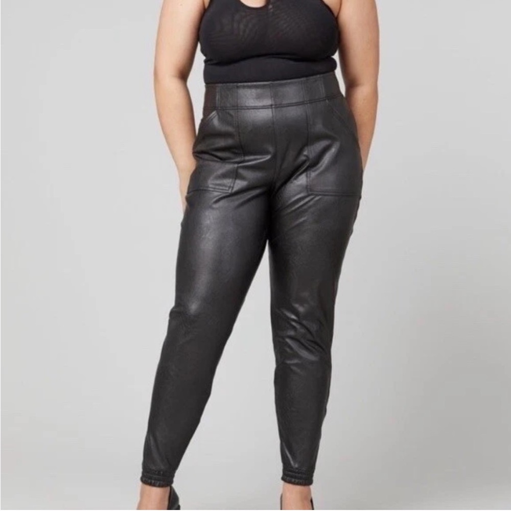 Spanx faux leather moto  Jogger Nior Black Pants Sz small
